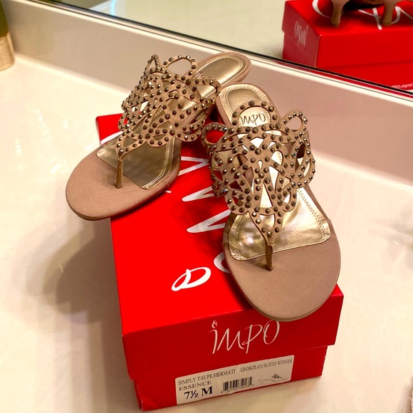 Impo Shoes - Impo embellished dress sandals taupe size 7.5 new